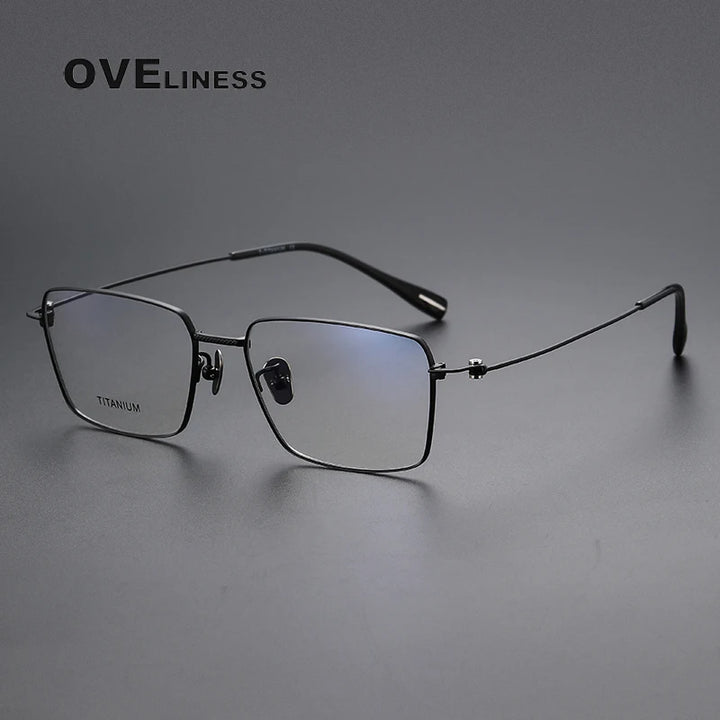 Oveliness Men's Full Rim Square Titanium Eyeglasses 80912 Full Rim Oveliness black  
