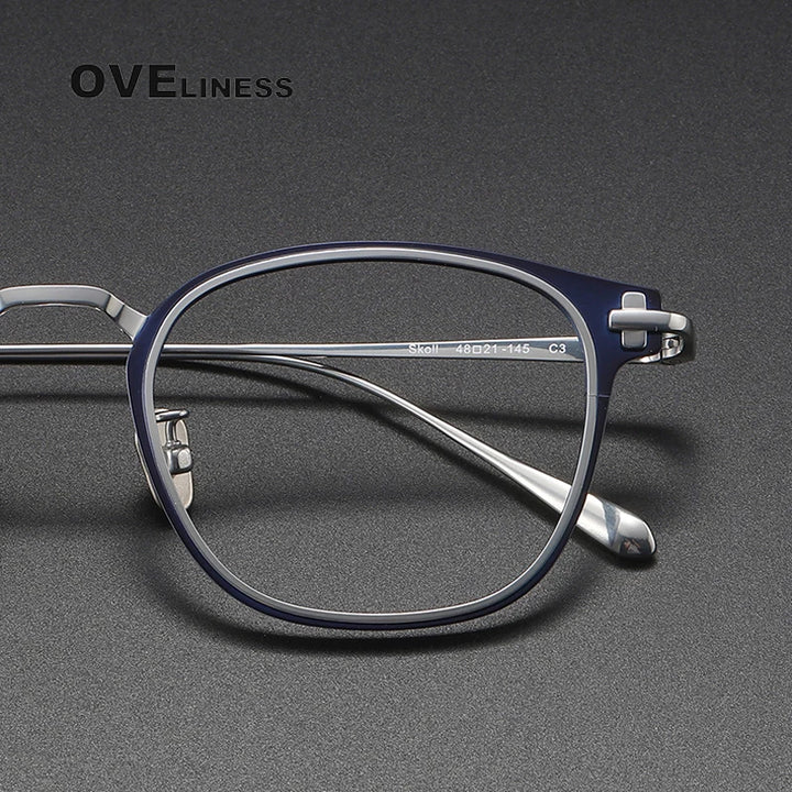 Oveliness Unisex Full Rim Square Acetate Titanium Eyeglasses 4321 Full Rim Oveliness   