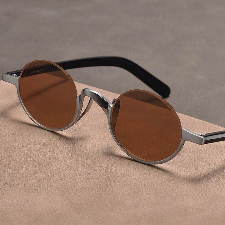 Yujo Unisex Semi Rim Oval Titanium Polarized Sunglasses Y4338 Sunglasses Yujo