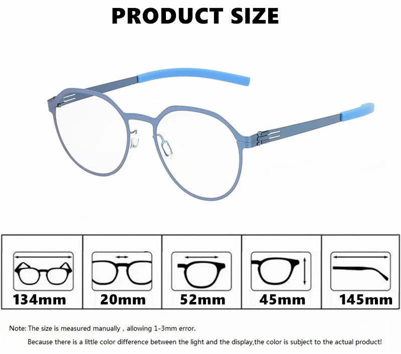 Aimee Women's Full Rim Flat Top Round Screwless Steel Eyeglasses 52134