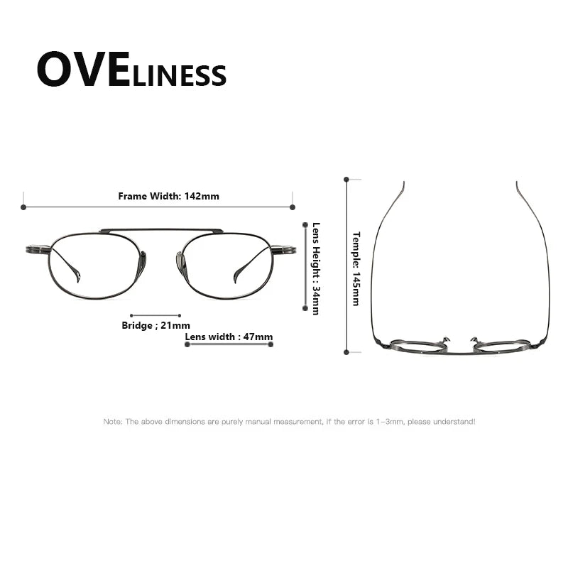 Oveliness Unisex Full Rim Square Double Bridge Titanium Eyeglasses 99504