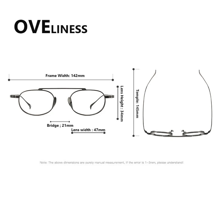Oveliness Unisex Full Rim Square Double Bridge Titanium Eyeglasses 99504