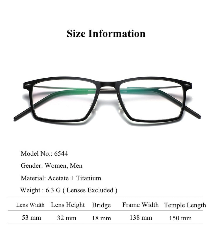Chashma Unisex Full Rim Square Acetate Titanium Eyeglasses 6544 Full Rim Chashma