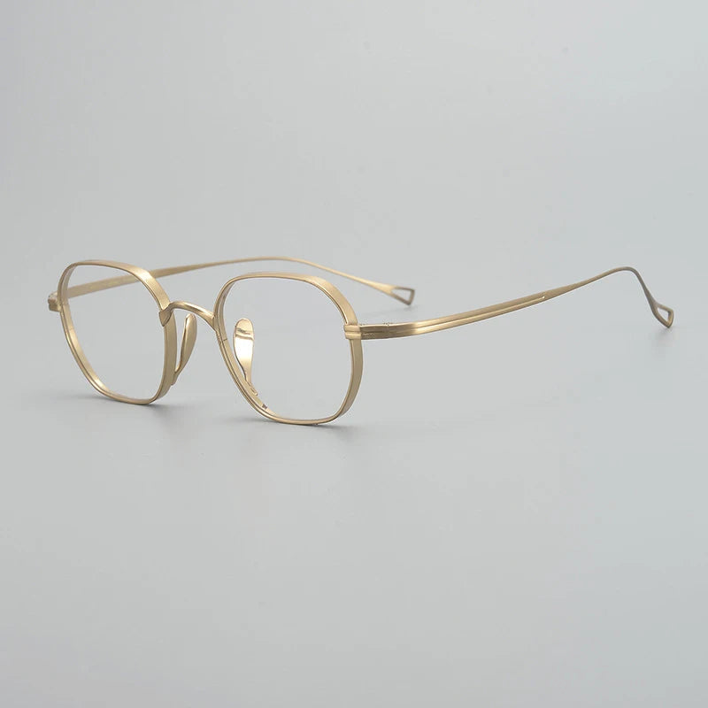 Gatenac Unisex Full Rim Small Sqare Titanium Eyeglasses Gxyj1450 Full Rim Gatenac Gold