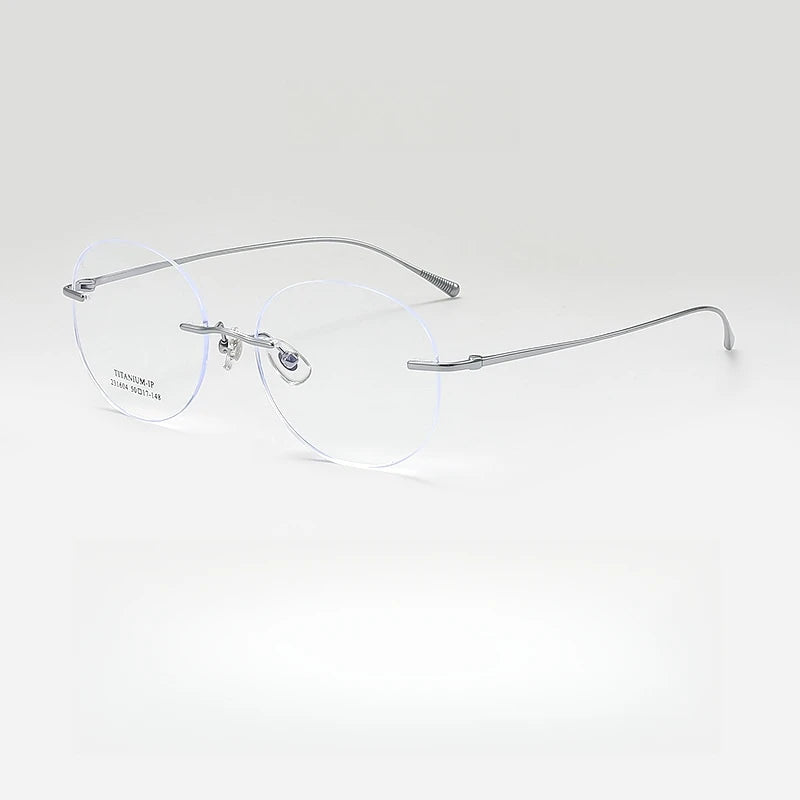 Yimaruli Unisex Rimless Round Titanium Eyeglasses 231604Wk Rimless Yimaruili Eyeglasses Silver