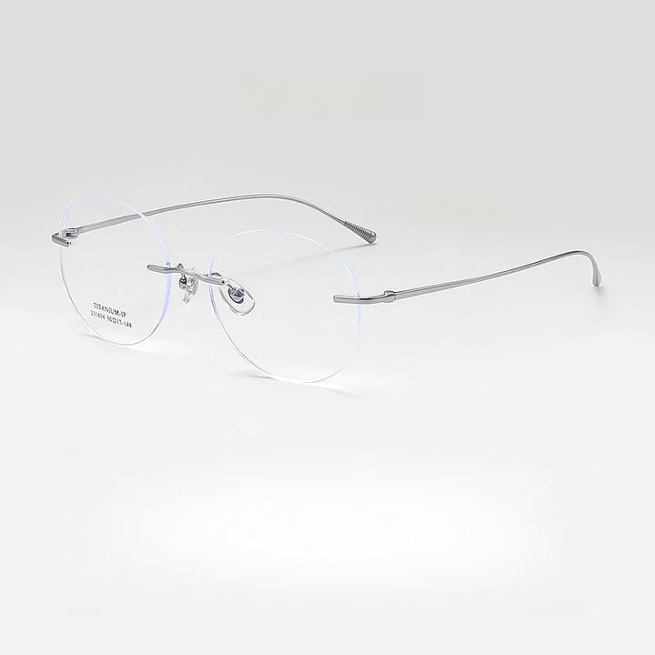 Yimaruli Unisex Rimless Round Titanium Eyeglasses 231604Wk Rimless Yimaruili Eyeglasses Silver
