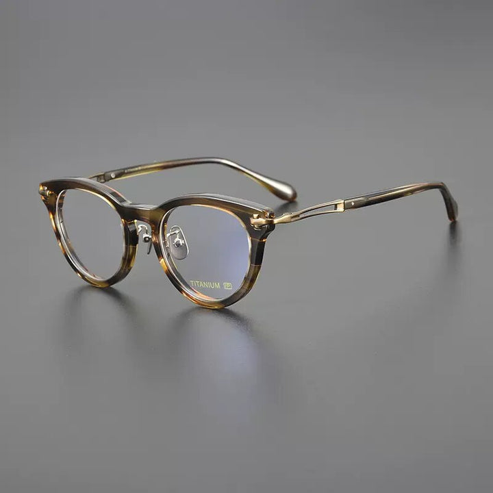 Gatenac Unisex Full Rim Cat Eye Acetate Titanium Eyeglasses Gxyj1120 Full Rim Gatenac Tortoiseshell