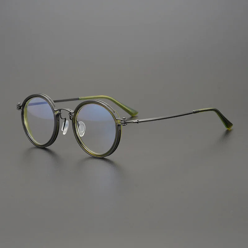 Black Mask Unisex Full Rim Round Titanium Acetate Eyeglasses 195021