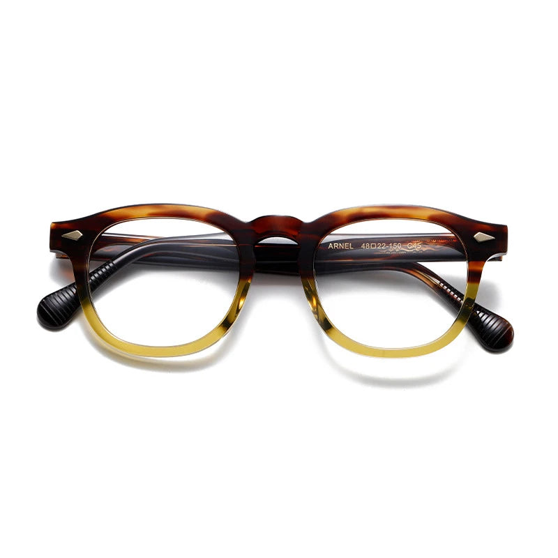 Hewei Unisex Full Rim Square Oval Acetate Eyeglasses 0034 Full Rim Hewei tortoise green