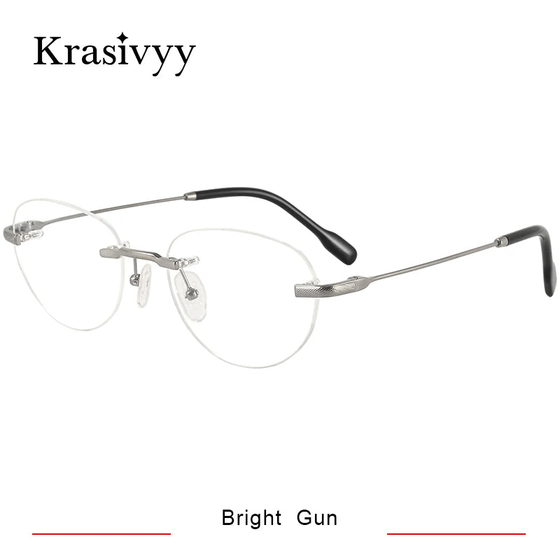 Krasivyy Women's Rimless Polygon Oval Titanium Eyeglasses 450026