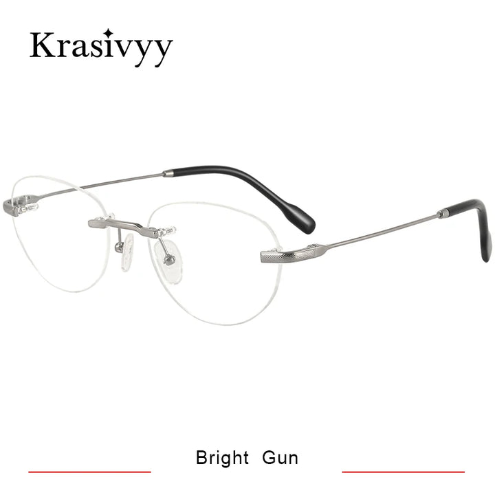 Krasivyy Women's Rimless Polygon Oval Titanium Eyeglasses 450026