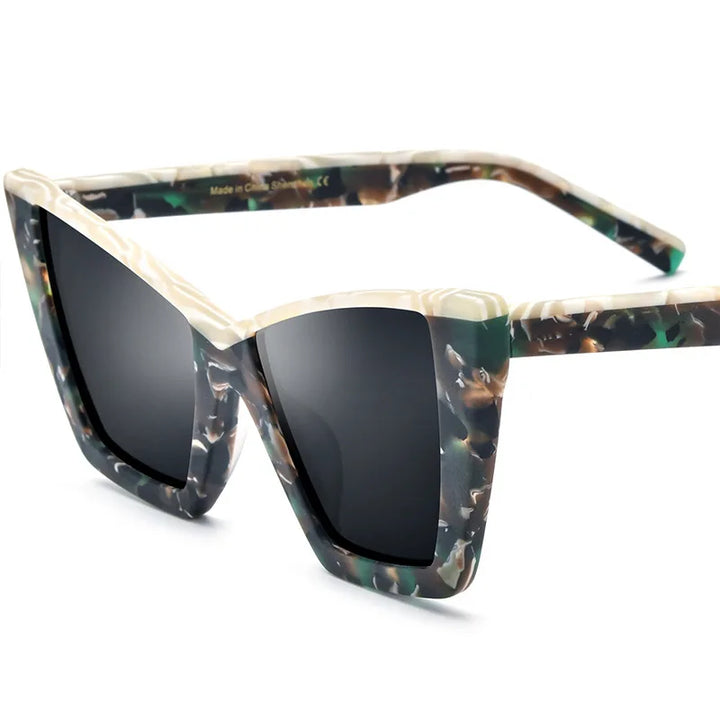 Nobler Women's Full Rim Square Cat Eye Acetate Polarized Sunglasses 9290 Sunglasses Nobler C1