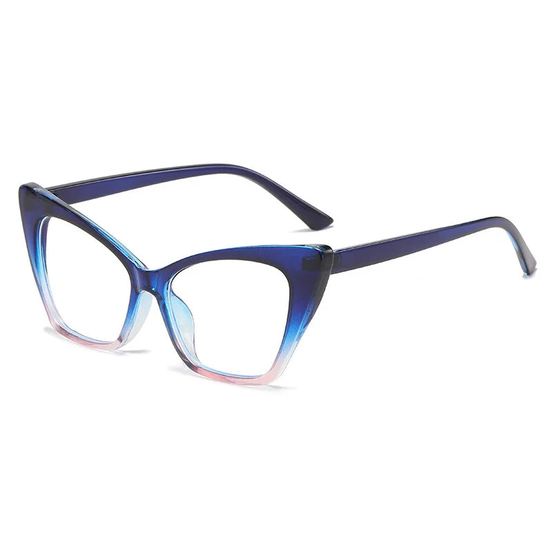 CCspace Women's Full Rim Square Cat Eye Plastic Eyeglasses 57427 Full Rim CCspace Blue  