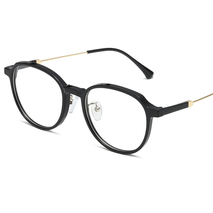 Reven Jate Unisex Full Rim Flat Top Round Polycarbonate Alloy Eyeglasses 81288 Full Rim Reven Jate