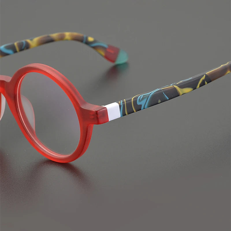 Nobler Unisex Full Rim Round Frosted Acetate Eyeglasses 19270 Full Rim Nobler