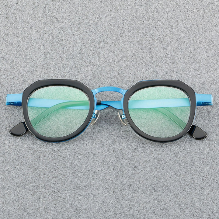 Muzz Men's Full Rim Square Acetate Titanium Alloy Eyeglasses 58081 Full Rim Muzz C2