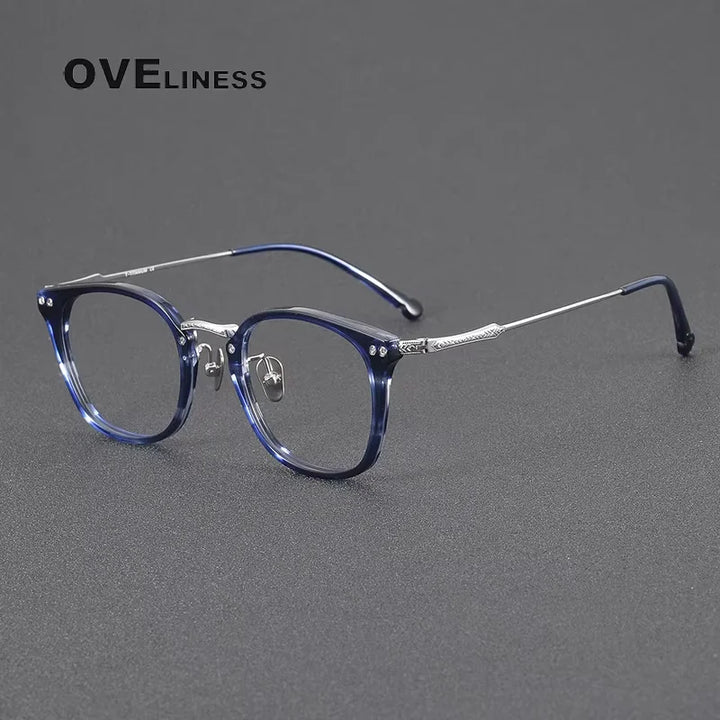 Oveliness Women's Full Rim Square Acetate Titanium Eyeglasses 614052