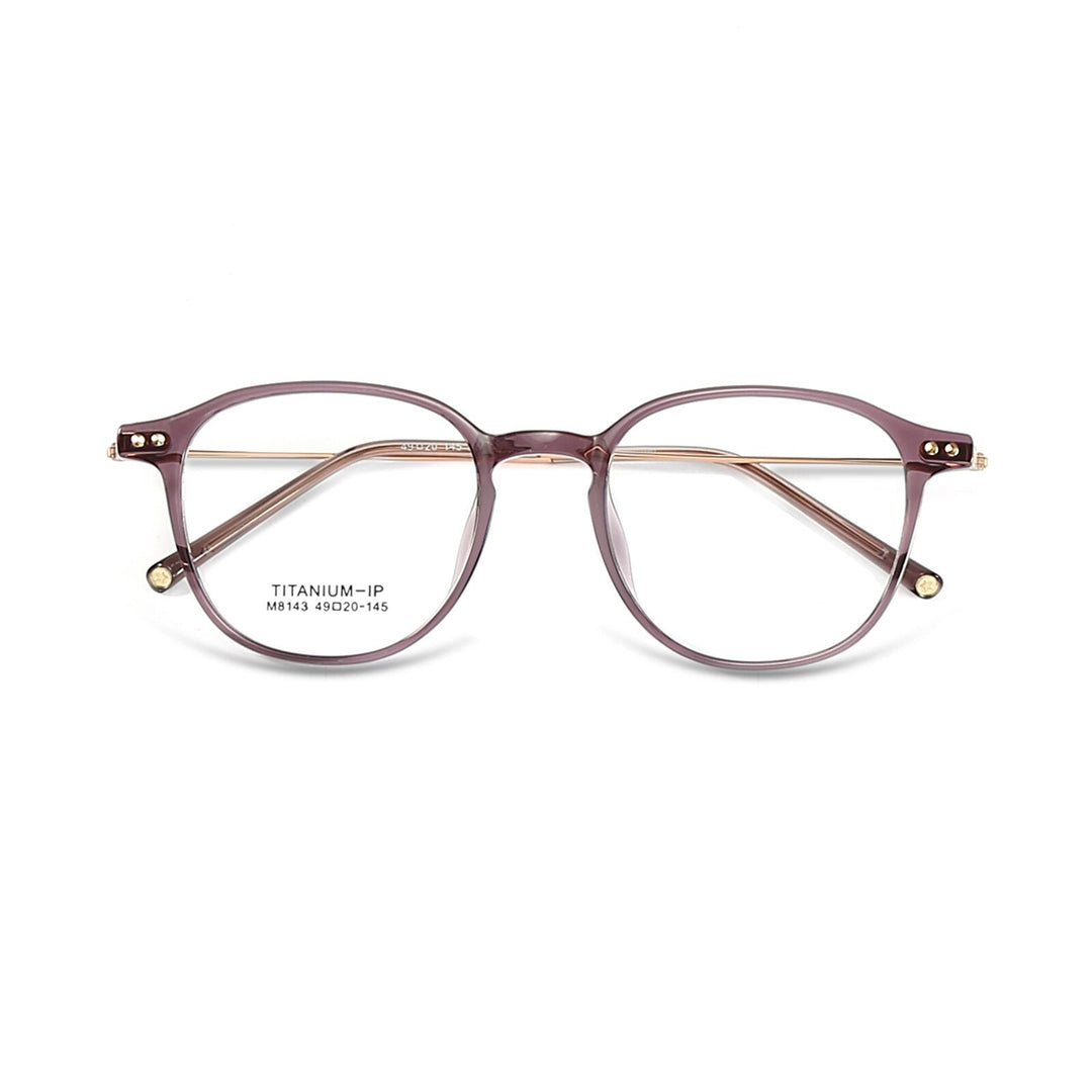 Yimaruili Unisex Full Rim Square Tr 90 Titanium Eyeglasses M8143 Full Rim Yimaruili Eyeglasses Gray Purple