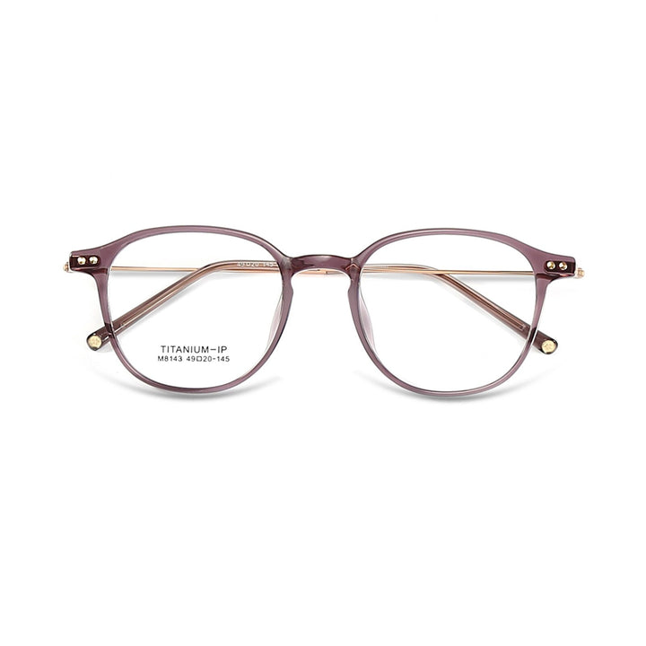 Yimaruili Unisex Full Rim Square Tr 90 Titanium Eyeglasses M8143 Full Rim Yimaruili Eyeglasses Gray Purple