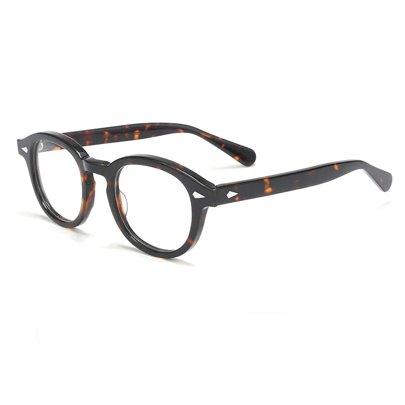 Hdcrafter Unisex Full Rim Oval Square Acetate Eyeglasses 3 Sizes 80122 Full Rim Hdcrafter Eyeglasses Leopard-46MM
