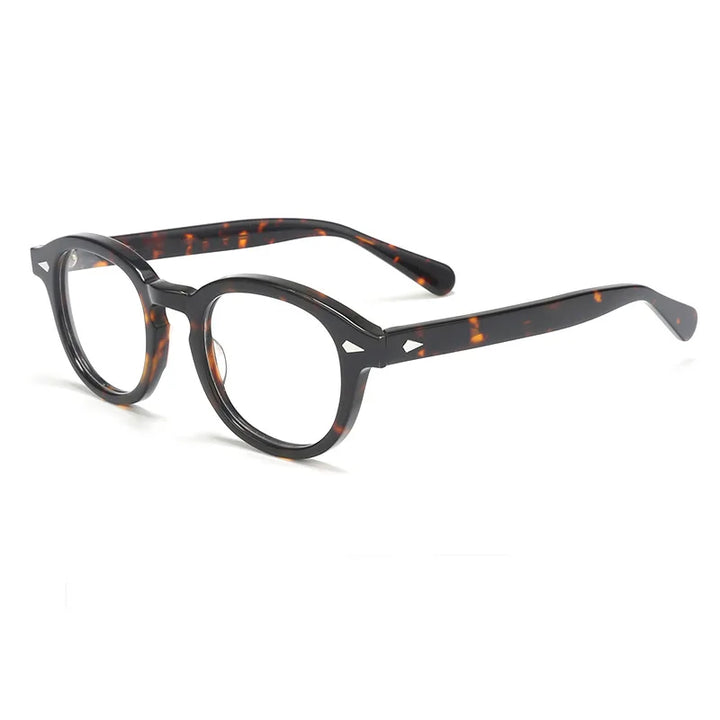 Hdcrafter Unisex Full Rim Oval Square Acetate Eyeglasses 3 Sizes 80122 Full Rim Hdcrafter Eyeglasses Leopard-46MM