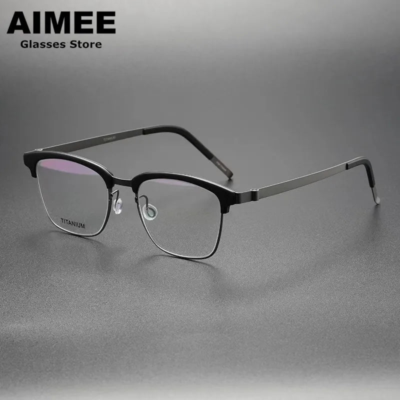 Aimee Unisex Full Rim Square Screwless Titanium Eyeglasses 69835