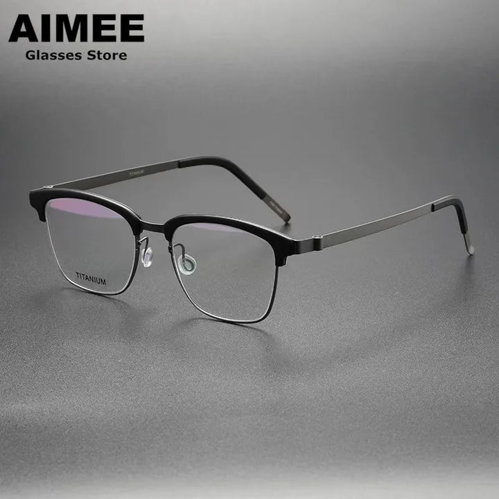 Aimee Unisex Full Rim Square Screwless Titanium Eyeglasses 69835
