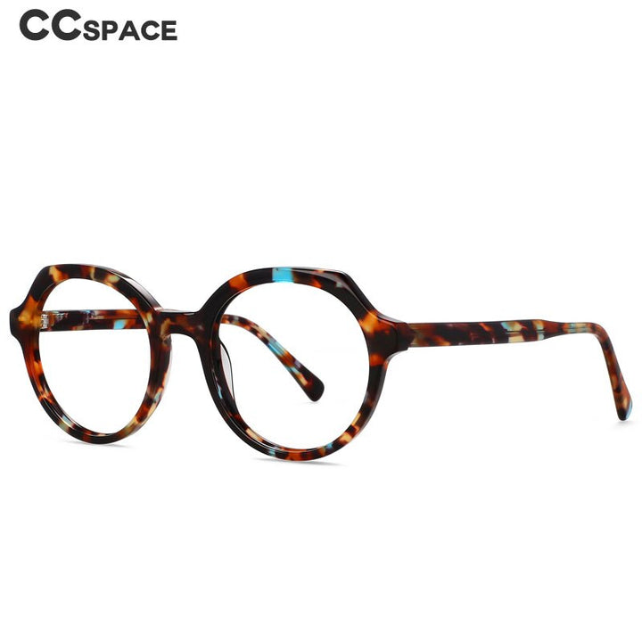 CCspace Unisex Full Rim Irregular Round Acetate Eyeglasses 55911 Full Rim CCspace