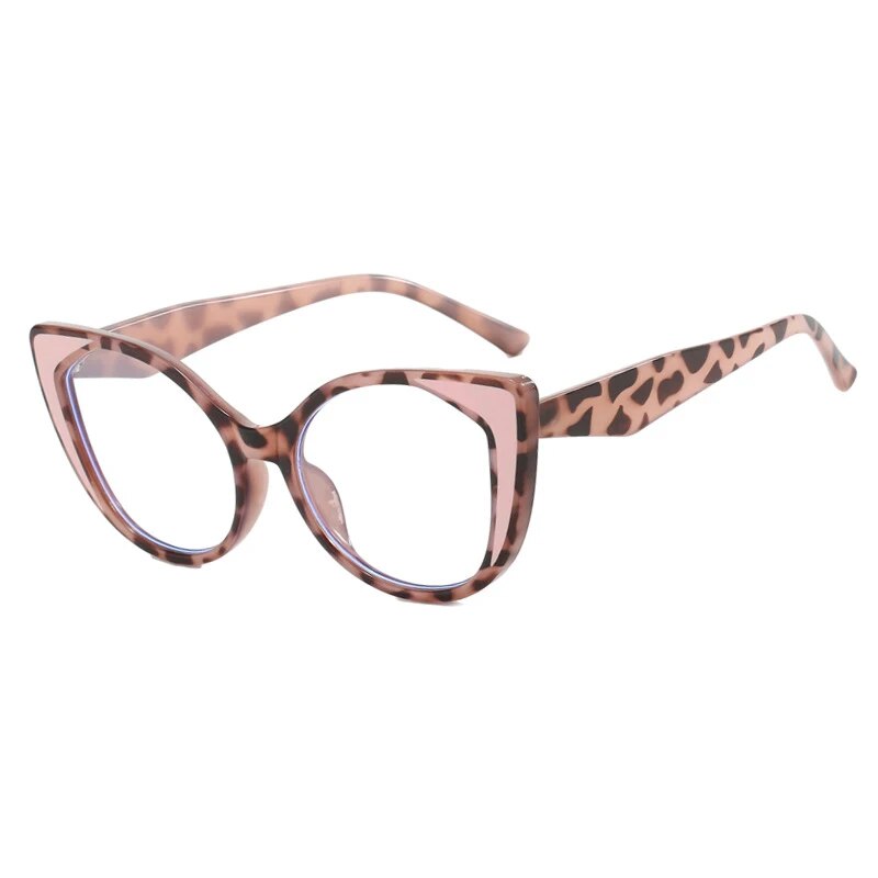 CCspace Women's Full Rim Cat Eye Tr 90 Titanium Hyperopic Eyeglasses R57025 Full Rim CCspace C1Leopard 0