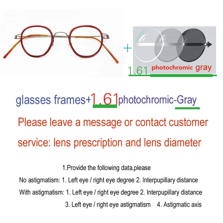 Yujo Unisex Full Rim Polygon Steel Acetate Custom Eyeglasses 614150