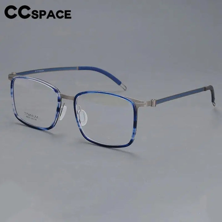 CCspace Unisex Full Rim Square Screwless Titanium Eyeglasses 57174 Full Rim CCspace