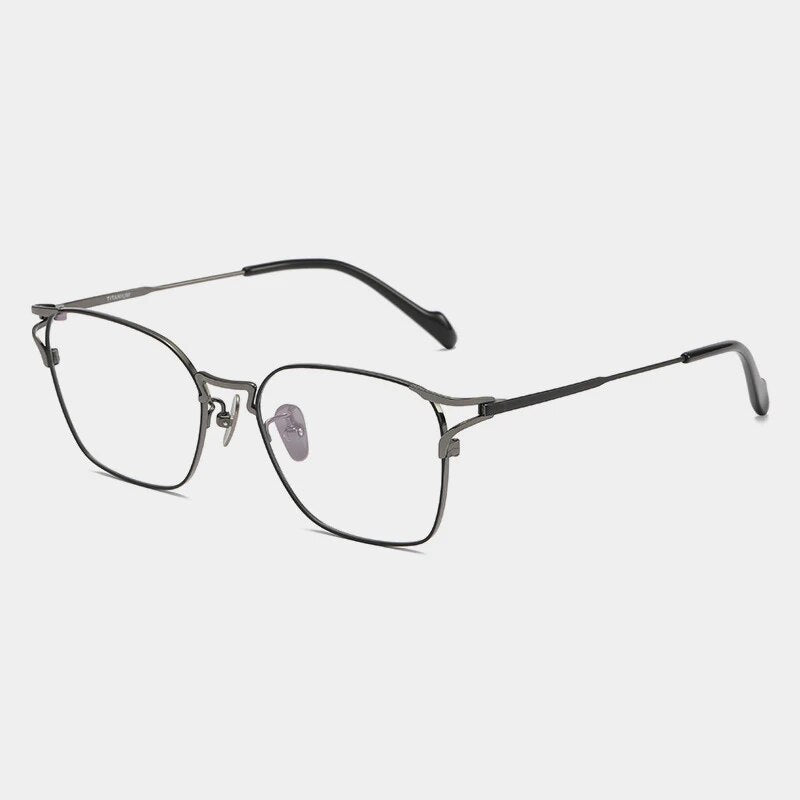 Gatenac Unisex Full Rim Square Titanium Eyeglasses Gxyj1138 Full Rim Gatenac Gun