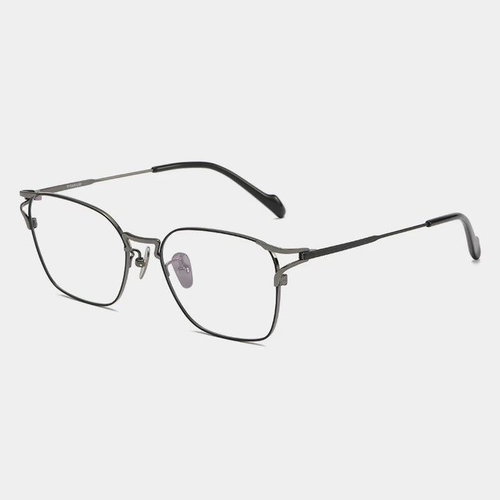 Gatenac Unisex Full Rim Square Titanium Eyeglasses Gxyj1138 Full Rim Gatenac Gun