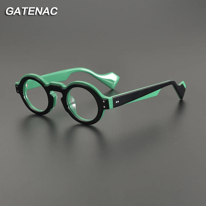 Gatenac Unisex Full Rim Round Acetate Eyeglasses Gxyj1161 Full Rim Gatenac