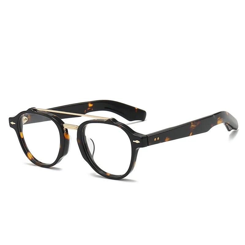 Muzz Unisex Full Rim Oval Oversized Double Bridge Acetate Titanium Eyeglasses 68 Full Rim Muzz Auburn