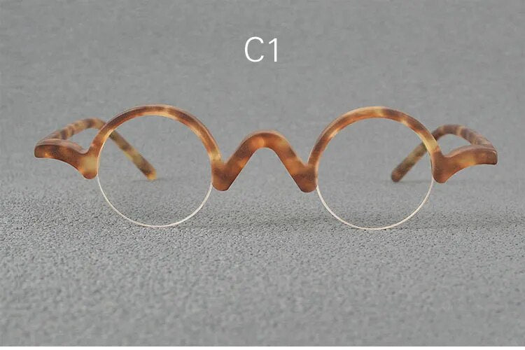 Yujo Unisex Semi Rim Small Round Acetate Eyeglasses 35mm Semi Rim Yujo C1 China 