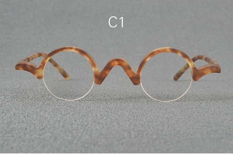 Yujo Unisex Semi Rim Small Round Acetate Eyeglasses 35mm Semi Rim Yujo C1 China