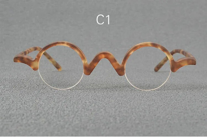 Yujo Unisex Semi Rim Small Round Acetate Eyeglasses 35mm Semi Rim Yujo C1 China