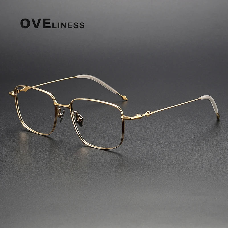 Oveliness Men's Full Rim Square Titanium Eyeglasses 4418 Full Rim Oveliness gold  