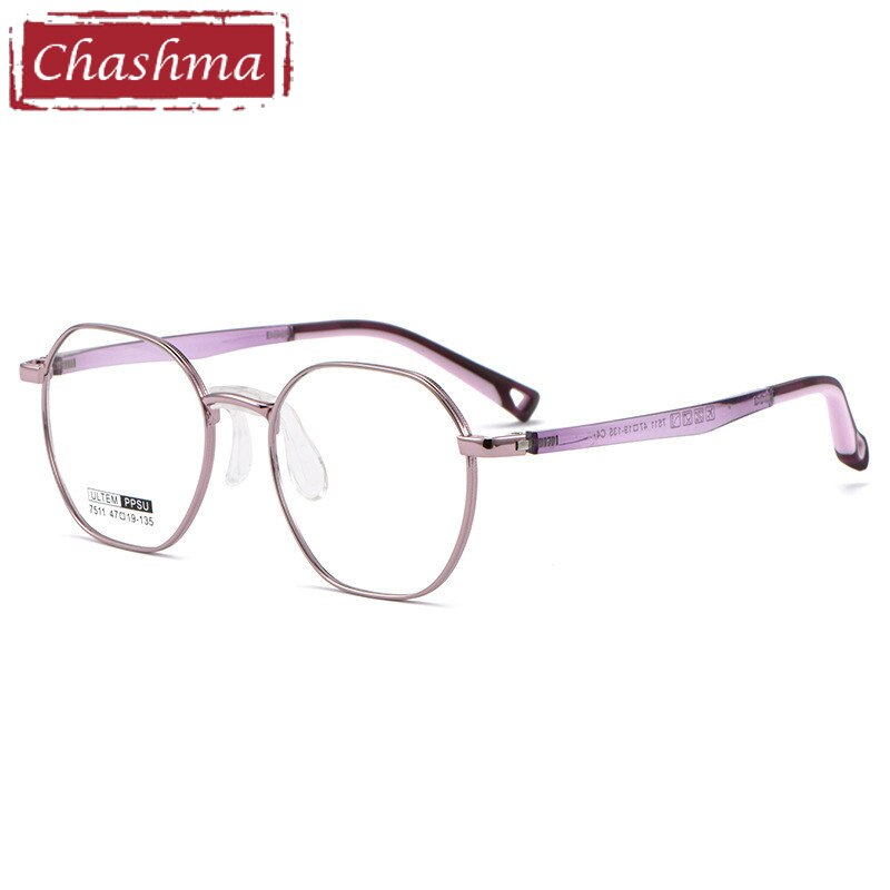 Chashma Unisex Children's Full Rim Octagon Stainless Steel Eyeglasses 7511 Full Rim Chashma Purple  