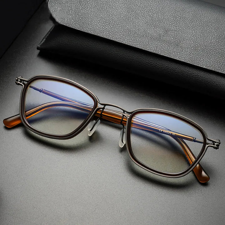 Black Mask Unisex Full Rim Square Titanium Acetate Eyeglasses Sc19 Full Rim Black Mask