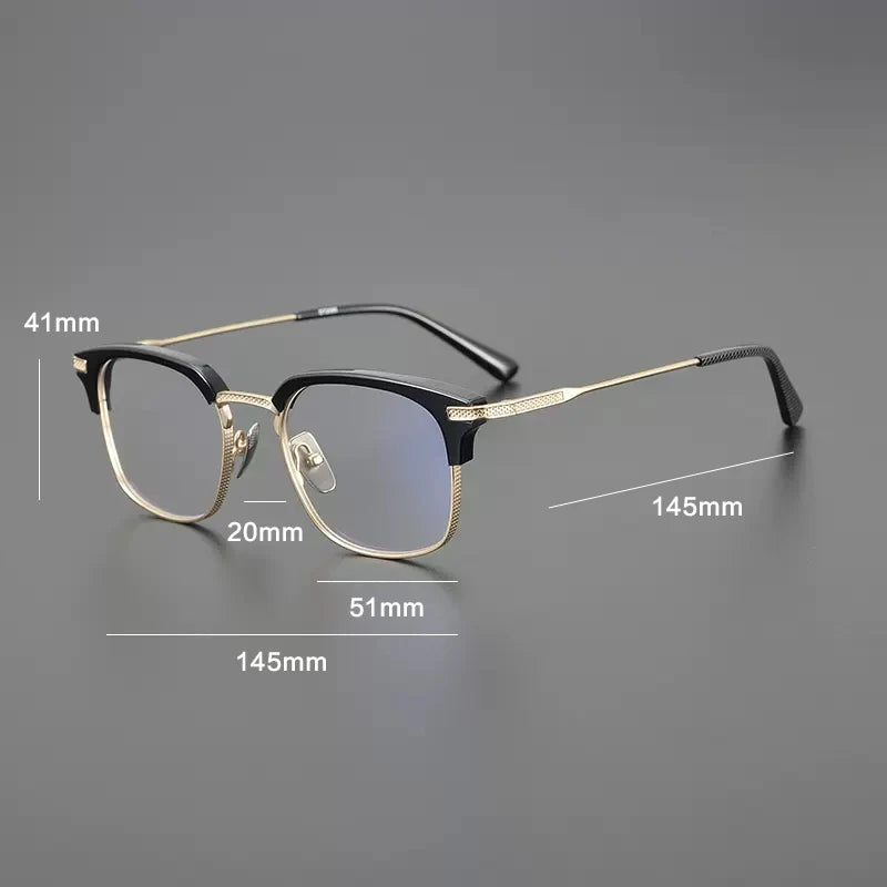 Gatenac Unisex Full Rim Square Acetate Titanium Eyeglasses Gxyj1144 Full Rim Gatenac