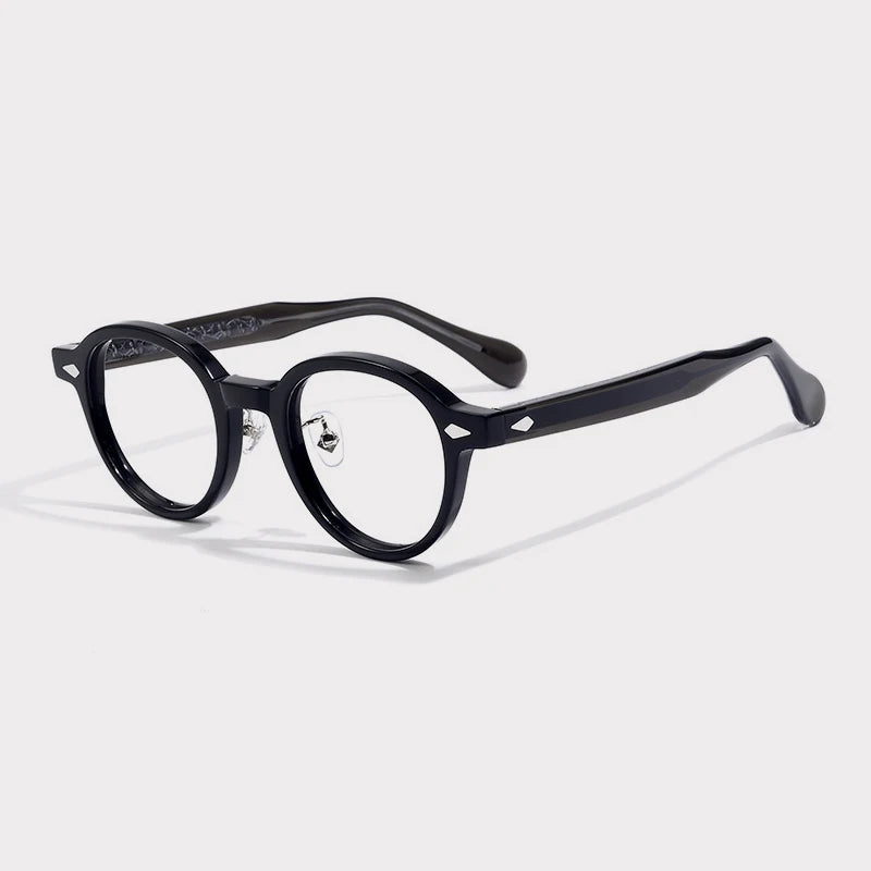 Gatenac Unisex Full Rim Oval Acetate Eyeglasses G1521 Full Rim Gatenac Black