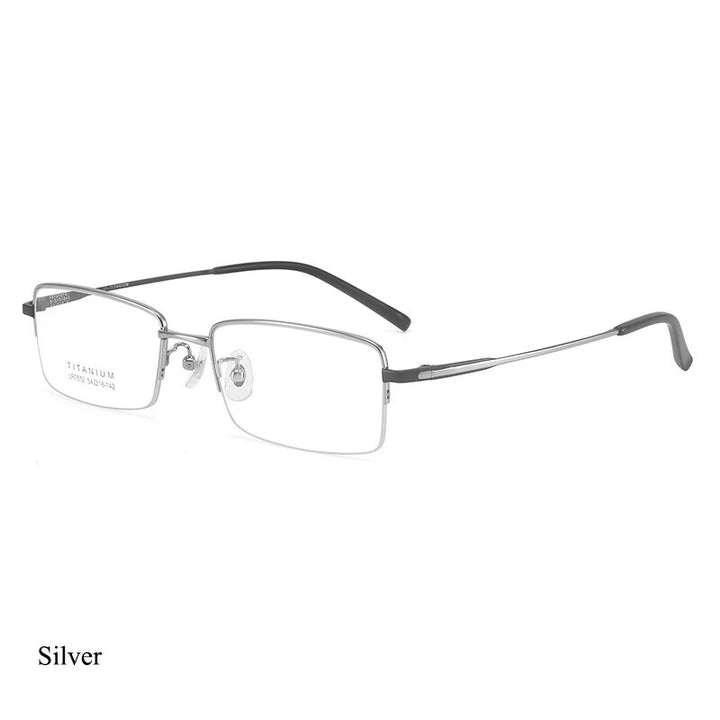 Bclear Men's Semi Rim Square Titanium Eyeglasses Lb7832 Semi Rim Bclear Silver