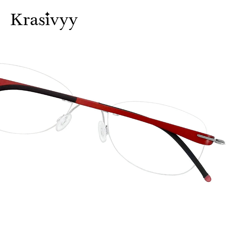 Krasivyy Unisex Rimless Oval Screwless Titanium Rimless Eyeglasses 5003 Rimless Krasivyy