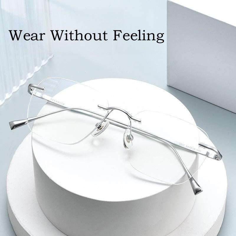 Yimaruili Unisex Rimless Square Titanium Eyeglasses 1912ti Rimless Yimaruili Eyeglasses