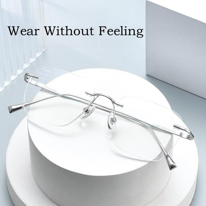 Yimaruili Unisex Rimless Square Titanium Eyeglasses 1912ti Rimless Yimaruili Eyeglasses