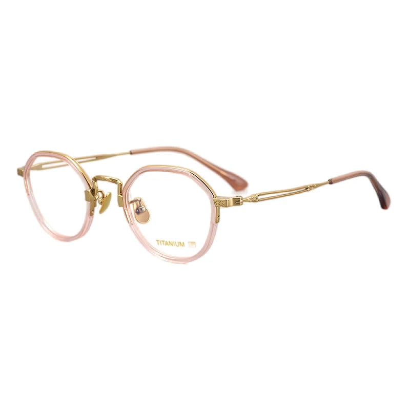 Aissuarvey Unisex Full Rim Small Polygon Titanium Eyeglasses 001 Full Rim Aissuarvey Eyeglasses Pink  