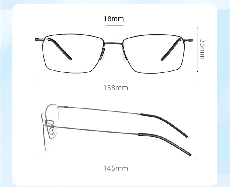 Black Mask Unisex Semi Rim Rectangle Titanium Eyeglasses Clip On Sunglasses K15 Semi Rim Black Mask