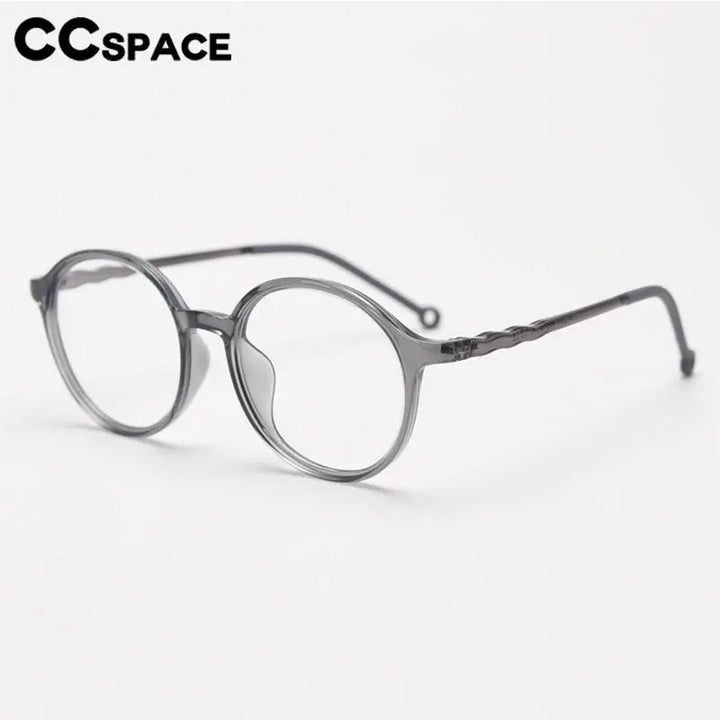 CCspace Unisex Full Rim Round Tr 90 Titanium Eyeglasses 56834 Full Rim CCspace